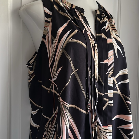 White House Black Market Women's Black and Cream Sleeveless Top Size XL - Picture 5 of 8